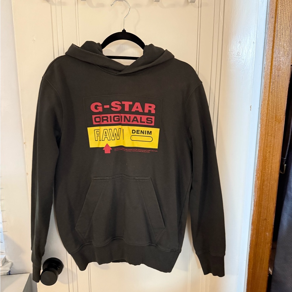 G-Star Originals Gray Hoodie with Red and Yellow Accents